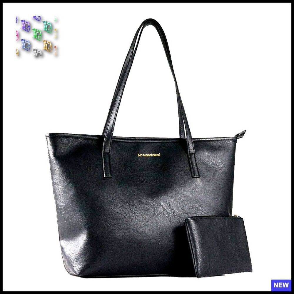 Vegan Leather Tote Bag Classic Elegant Minimal Chic Top Handle Shoulder Purse